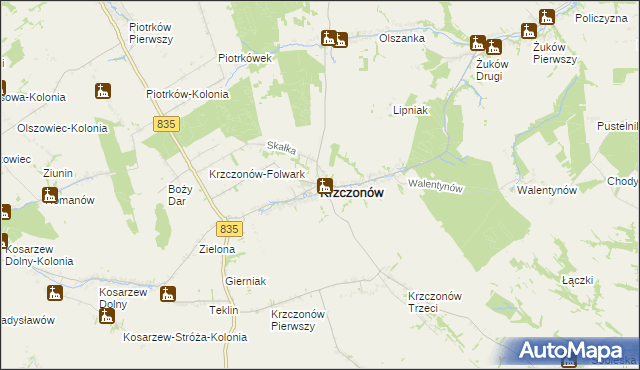 mapa Krzczonów powiat lubelski, Krzczonów powiat lubelski na mapie Targeo