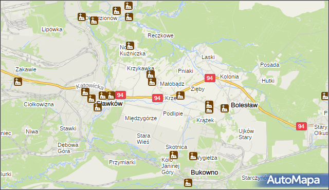 mapa Krze, Krze na mapie Targeo