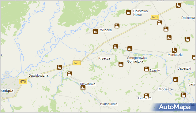 mapa Krzecze, Krzecze na mapie Targeo