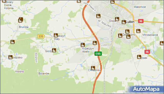 mapa Krzeczyn Wielki, Krzeczyn Wielki na mapie Targeo