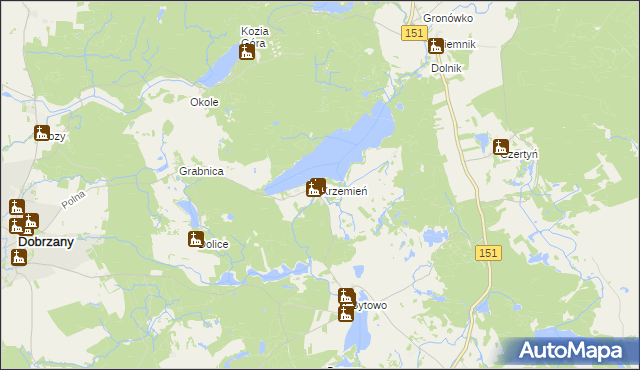 mapa Krzemień gmina Dobrzany, Krzemień gmina Dobrzany na mapie Targeo