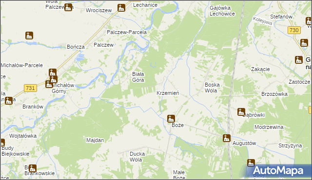 mapa Krzemień gmina Stromiec, Krzemień gmina Stromiec na mapie Targeo