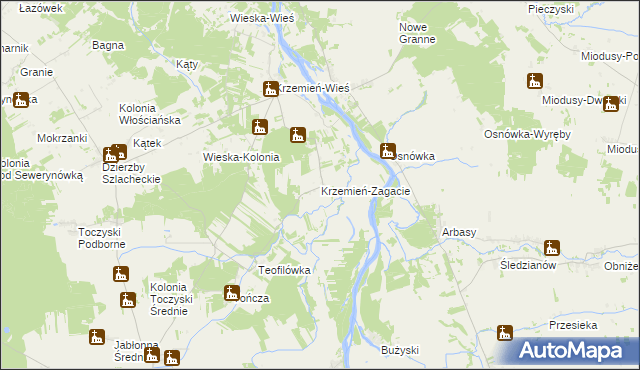 mapa Krzemień-Zagacie, Krzemień-Zagacie na mapie Targeo