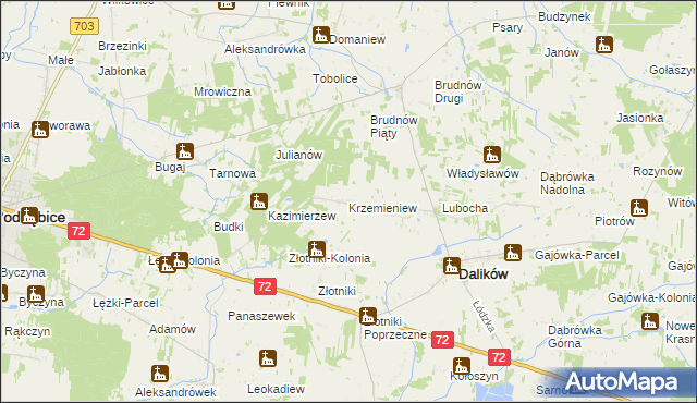 mapa Krzemieniew, Krzemieniew na mapie Targeo