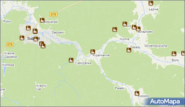 mapa Krzemienne, Krzemienne na mapie Targeo