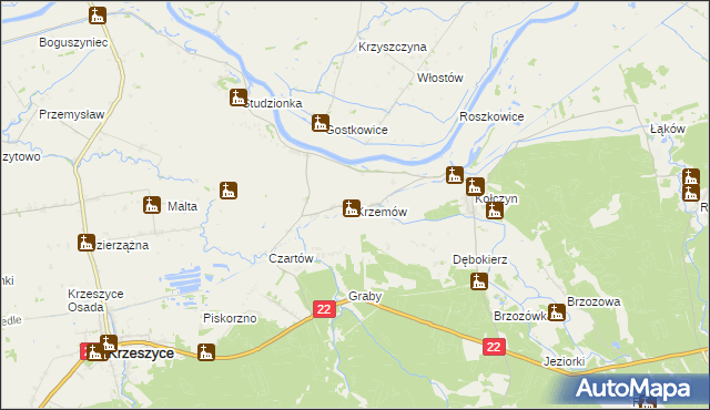 mapa Krzemów, Krzemów na mapie Targeo