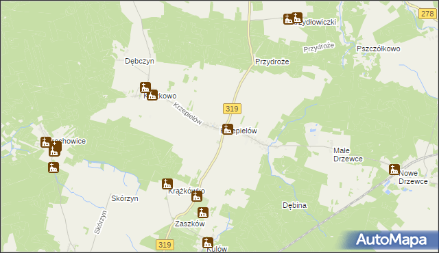 mapa Krzepielów, Krzepielów na mapie Targeo