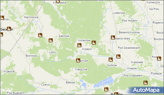 mapa Krzepin, Krzepin na mapie Targeo