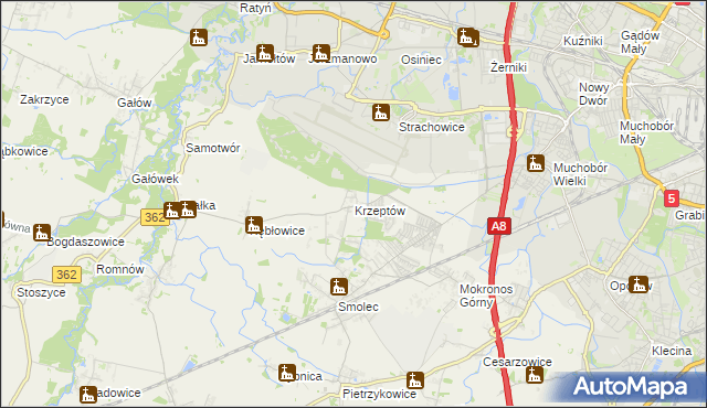 mapa Krzeptów, Krzeptów na mapie Targeo