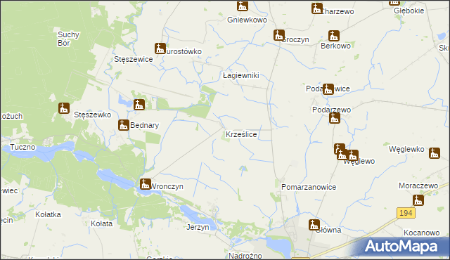 mapa Krześlice, Krześlice na mapie Targeo