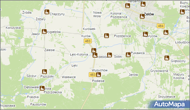 mapa Krześlów, Krześlów na mapie Targeo