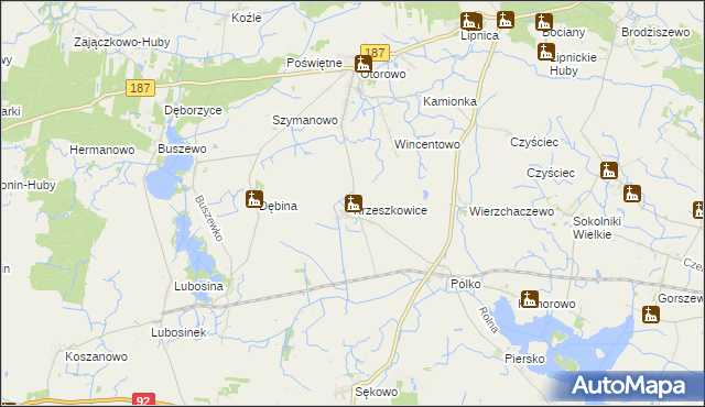 mapa Krzeszkowice, Krzeszkowice na mapie Targeo