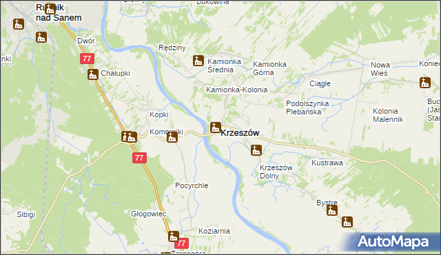 mapa Krzeszów powiat niżański, Krzeszów powiat niżański na mapie Targeo