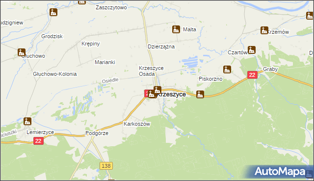 mapa Krzeszyce, Krzeszyce na mapie Targeo