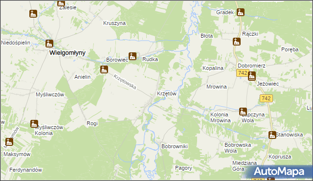 mapa Krzętów, Krzętów na mapie Targeo