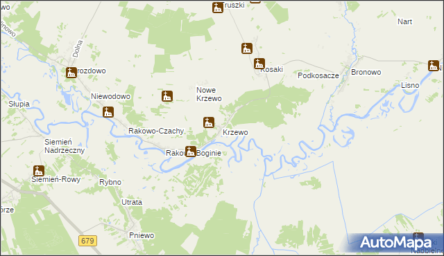 mapa Krzewo gmina Piątnica, Krzewo gmina Piątnica na mapie Targeo