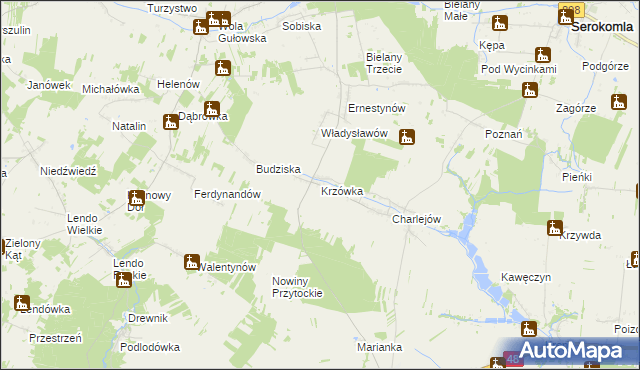 mapa Krzówka, Krzówka na mapie Targeo