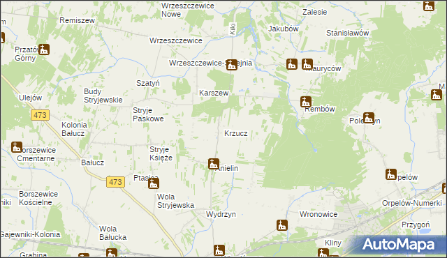 mapa Krzucz, Krzucz na mapie Targeo