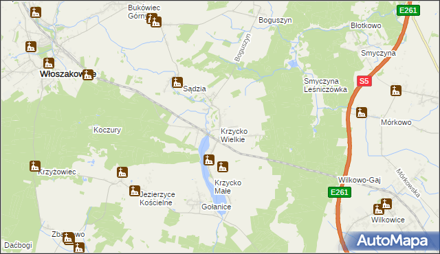 mapa Krzycko Wielkie, Krzycko Wielkie na mapie Targeo