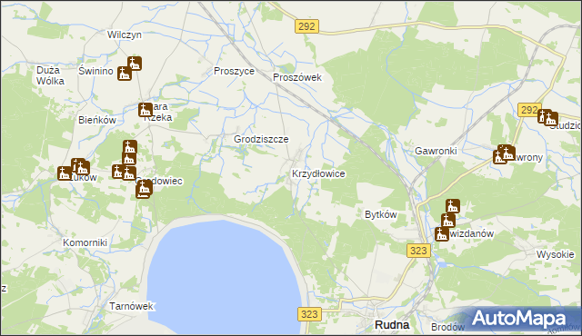 mapa Krzydłowice, Krzydłowice na mapie Targeo