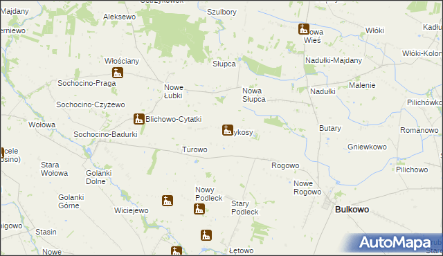 mapa Krzykosy gmina Bulkowo, Krzykosy gmina Bulkowo na mapie Targeo