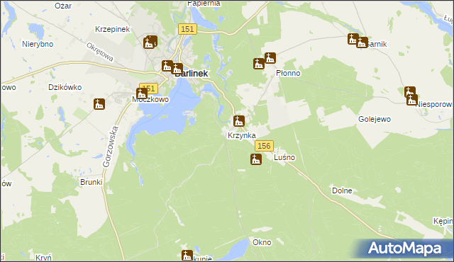 mapa Krzynka gmina Barlinek, Krzynka gmina Barlinek na mapie Targeo