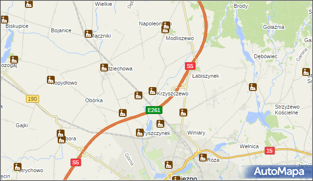 mapa Krzyszczewo, Krzyszczewo na mapie Targeo