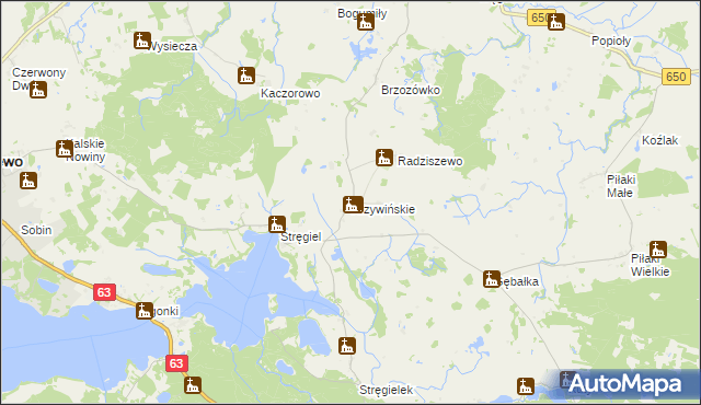 mapa Krzywińskie gmina Pozezdrze, Krzywińskie gmina Pozezdrze na mapie Targeo