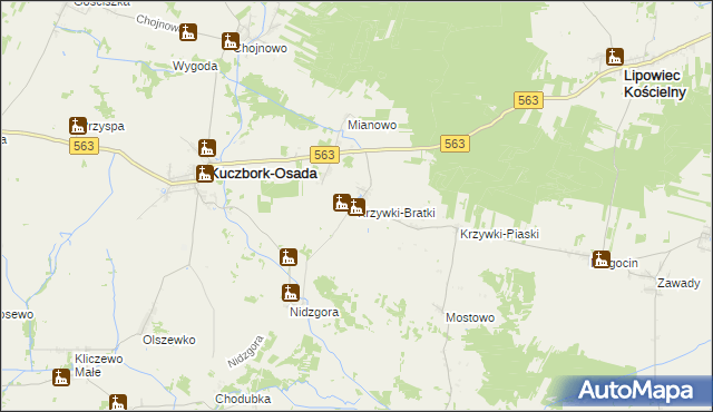 mapa Krzywki-Bratki, Krzywki-Bratki na mapie Targeo