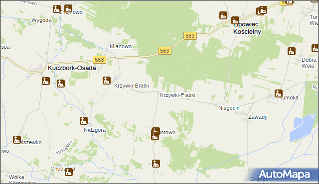 mapa Krzywki-Piaski, Krzywki-Piaski na mapie Targeo