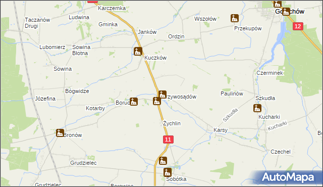 mapa Krzywosądów, Krzywosądów na mapie Targeo