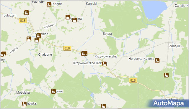 mapa Krzywowierzba, Krzywowierzba na mapie Targeo