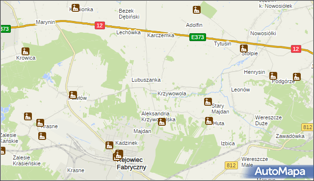 mapa Krzywowola, Krzywowola na mapie Targeo