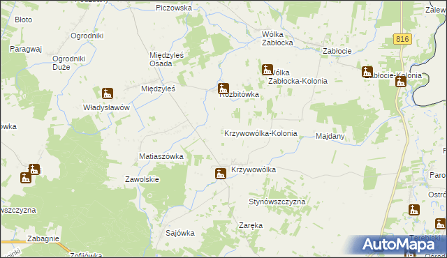 mapa Krzywowólka-Kolonia, Krzywowólka-Kolonia na mapie Targeo