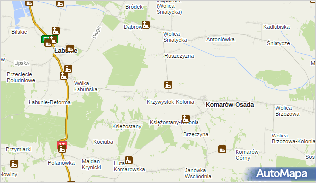 mapa Krzywystok, Krzywystok na mapie Targeo