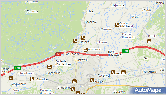 mapa Krzyżanowice gmina Bochnia, Krzyżanowice gmina Bochnia na mapie Targeo