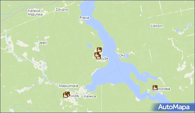 mapa Krzyże gmina Ruciane-Nida, Krzyże gmina Ruciane-Nida na mapie Targeo