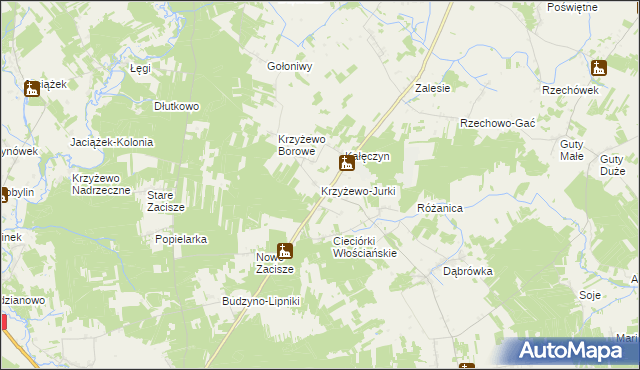 mapa Krzyżewo-Jurki, Krzyżewo-Jurki na mapie Targeo
