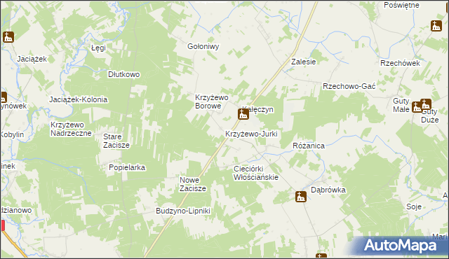 mapa Krzyżewo-Jurki, Krzyżewo-Jurki na mapie Targeo