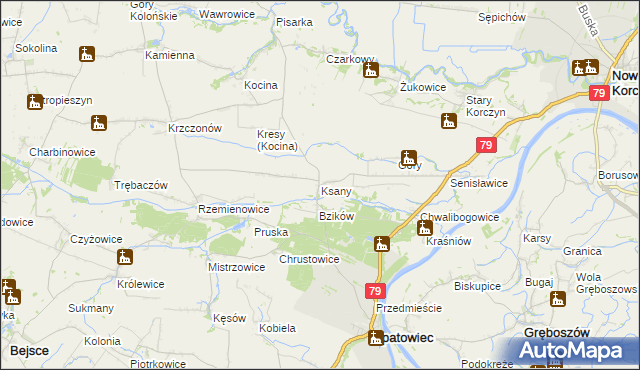 mapa Ksany, Ksany na mapie Targeo