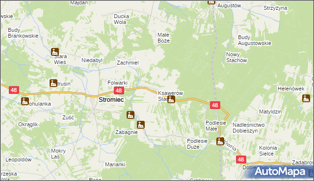 mapa Ksawerów Stary, Ksawerów Stary na mapie Targeo