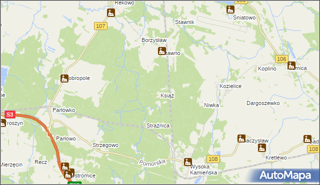 mapa Książ gmina Golczewo, Książ gmina Golczewo na mapie Targeo