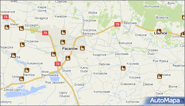 mapa Książnice gmina Pacanów, Książnice gmina Pacanów na mapie Targeo