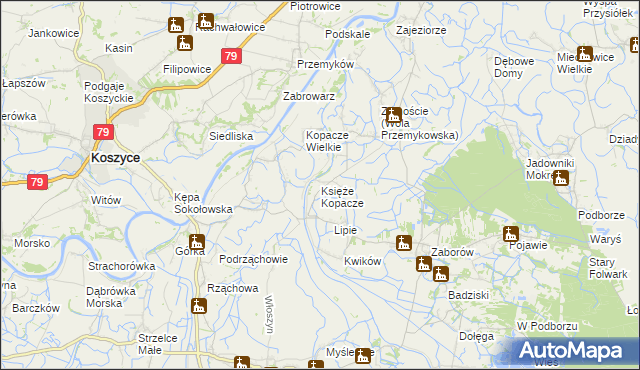 mapa Księże Kopacze, Księże Kopacze na mapie Targeo