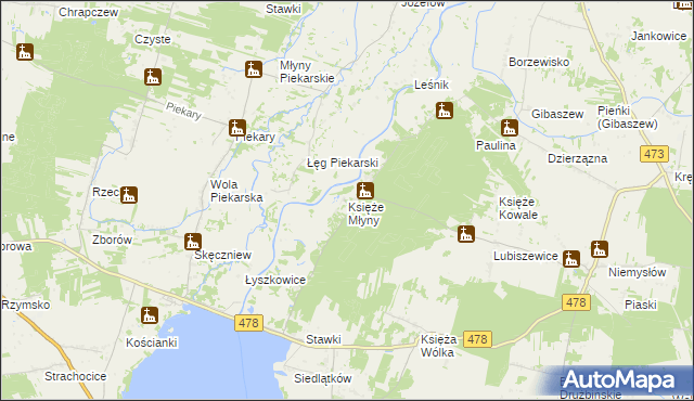mapa Księże Młyny, Księże Młyny na mapie Targeo