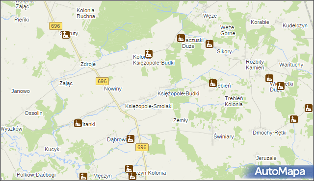 mapa Księżopole-Budki, Księżopole-Budki na mapie Targeo