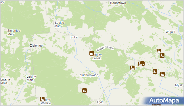 mapa Księży Lasek, Księży Lasek na mapie Targeo