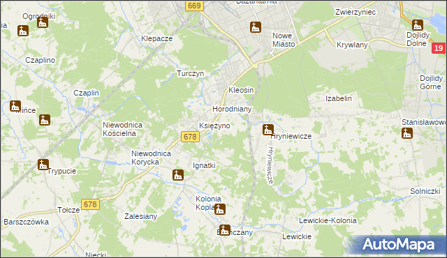 mapa Księżyno-Kolonia, Księżyno-Kolonia na mapie Targeo