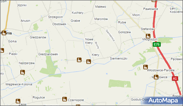 mapa Ktery, Ktery na mapie Targeo