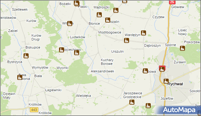 mapa Kuchary Borowe, Kuchary Borowe na mapie Targeo